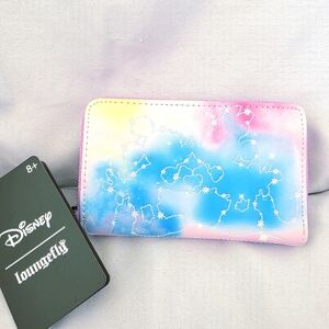 Disney Loungefly Mickey Minnie Mouse Constellation Zip Wallet Pastel New